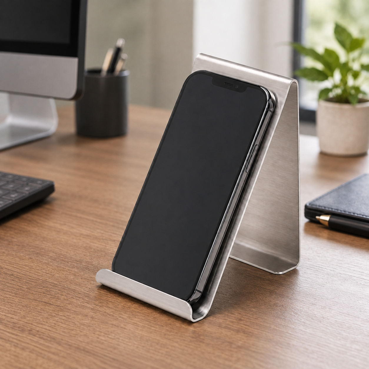 Premium Type 304 Brushed Stainless Steel iPhone Stand
