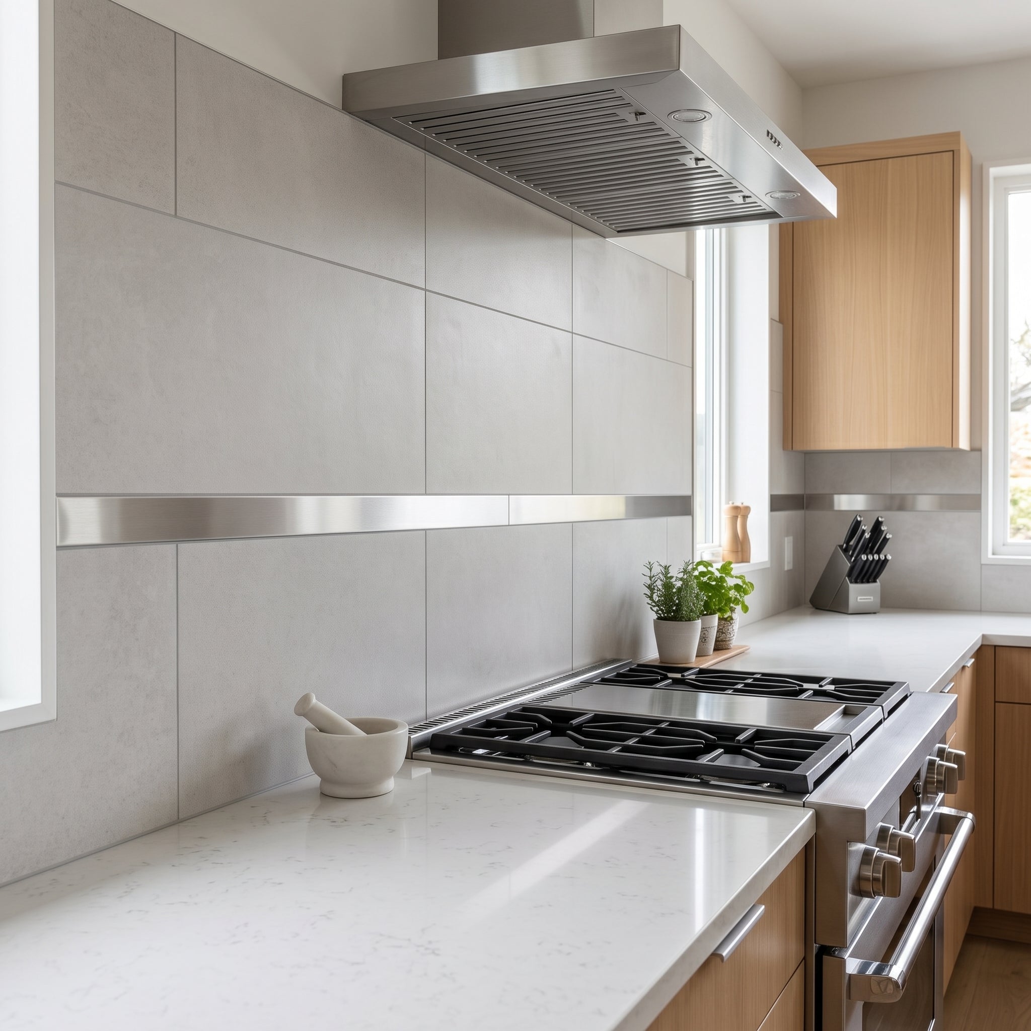 Brushed 304 Stainless Steel Listello Tile Accent Trim, 20 Gauge Formed Channel