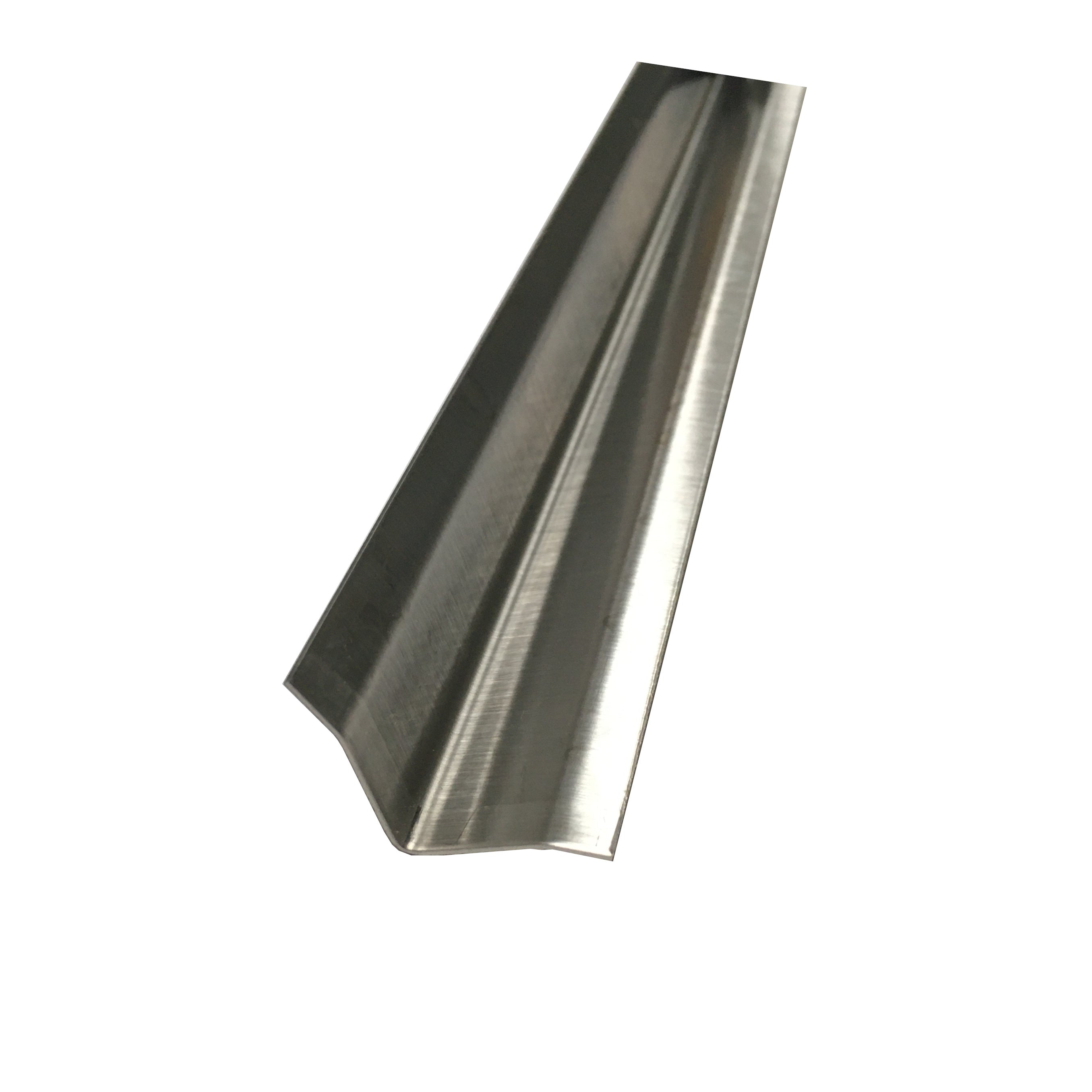 Universal Inner Corner Brushed 304 Stainless Steel 1" x 1" x 48" Trim with Dual 3/8" Hug Edges