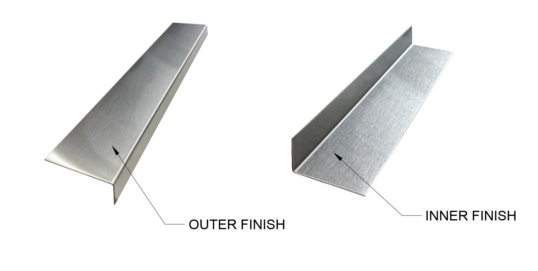 Brushed Grade 304 Stainless Steel Universal Gap Filler Finishing Angle Trim Kit Elements, 24in Long
