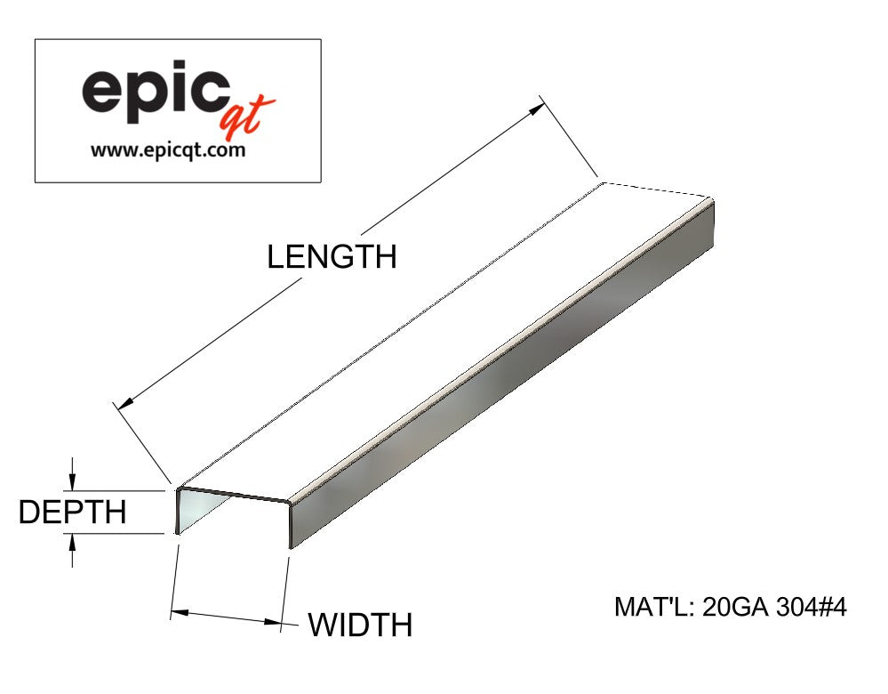 Grade 304 Stainless Steel Brushed Formed Channel Assent Listello Tile Trim, 20 Gauge