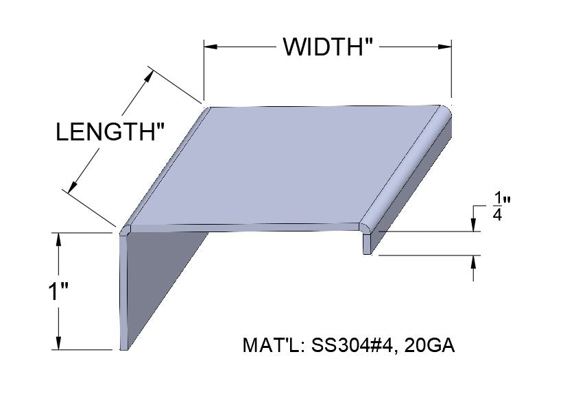 Universal Stainless Steel J-Channel Trim – 304 Brushed #4, 20 Gauge – Gap Cover, Edge Guard, Appliance Trim