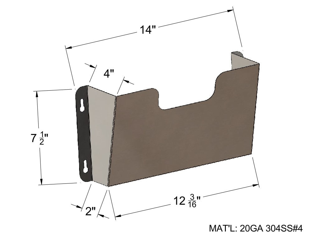 Grade 304 Stainless Steel Brushed Finish Office Single Pocket Wall Mountable File Holder