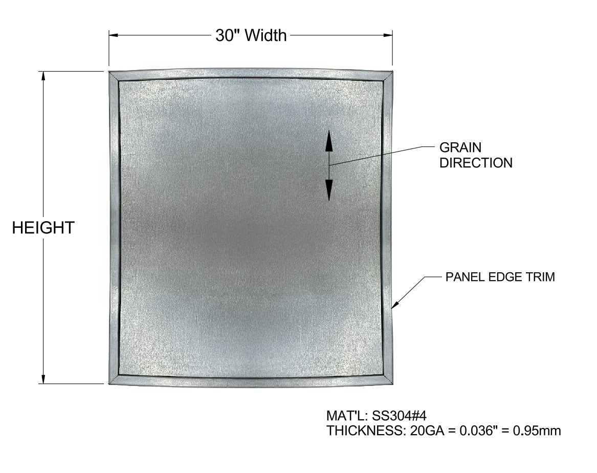 304 #4 Brushed Stainless Steel Backsplash with 20ga Mitered Panel Edge Trim