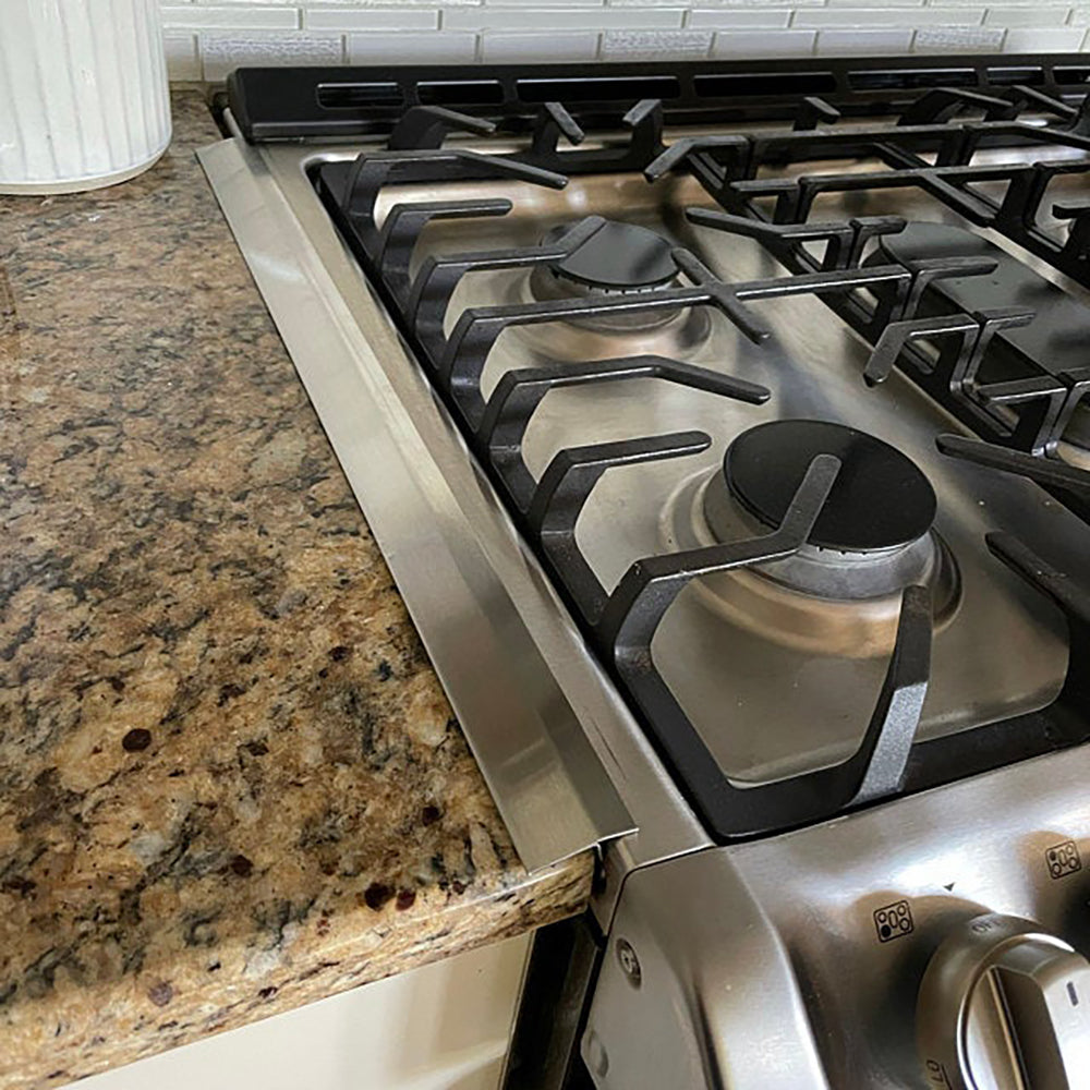 Grade 304 Brushed Stainless Steel Universal Stove-Countertop Gap Filler T Trim (2-Pack)